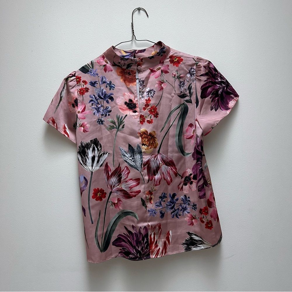 J. Crew Floral Elegant Feminine Silk Blouse in Pink size S - Picture 3 of 3